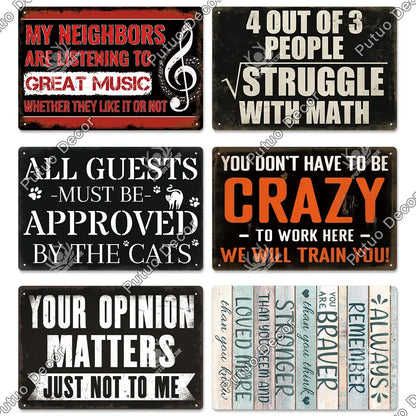 Funny Sarcastic Retro Metal Wall Art Decor