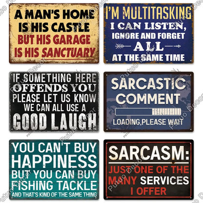 Funny Sarcastic Retro Metal Wall Art Decor